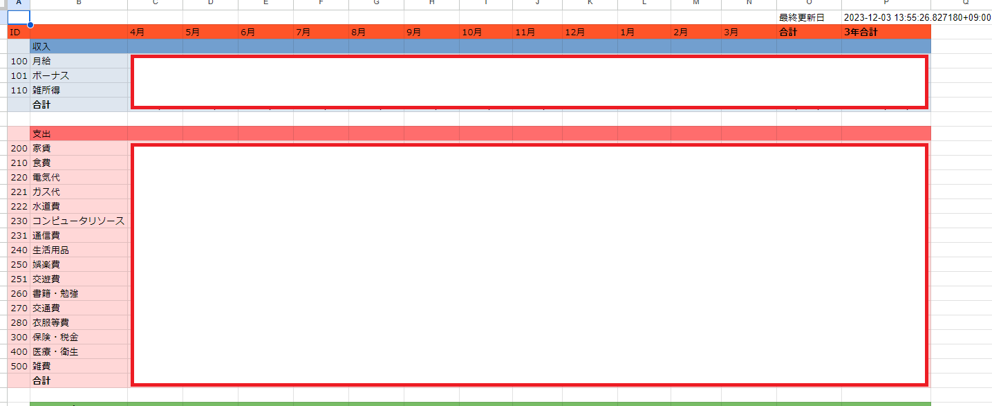 Googleスプレッドシート